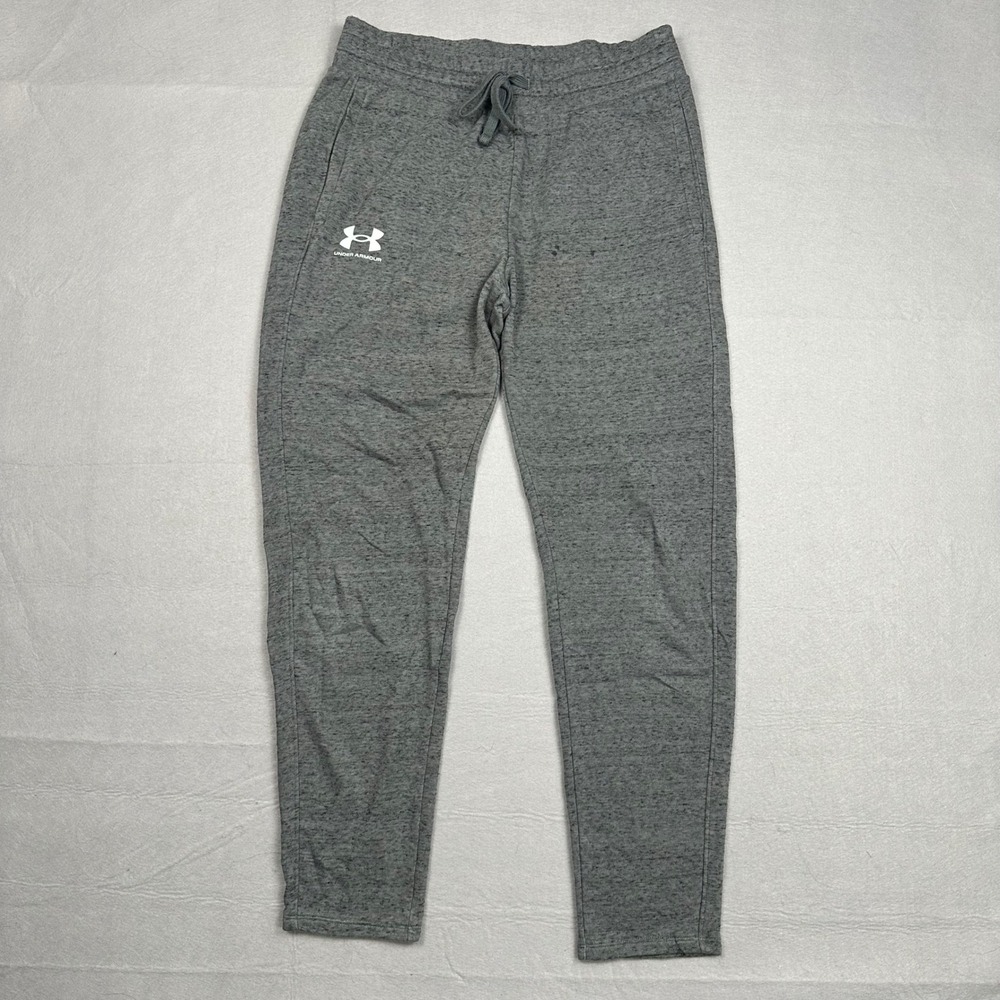 Under Armour Womens Rival French Terry Joggers Gray Loose Fit 1369453 Medium